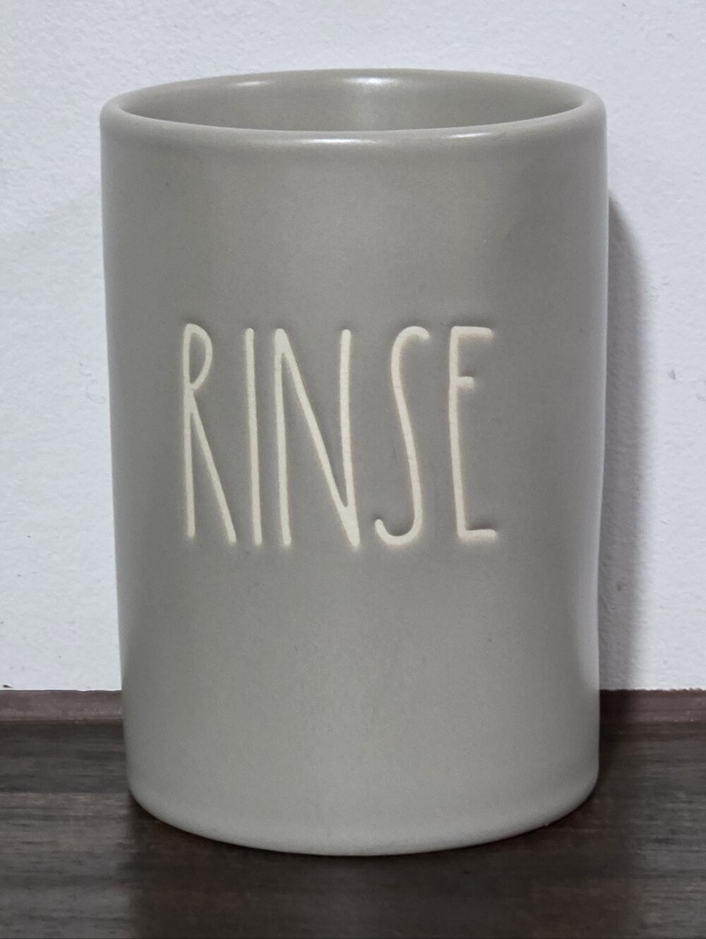 Rae Dunn Gray Ceramic RINSE Bathroom Tumbler